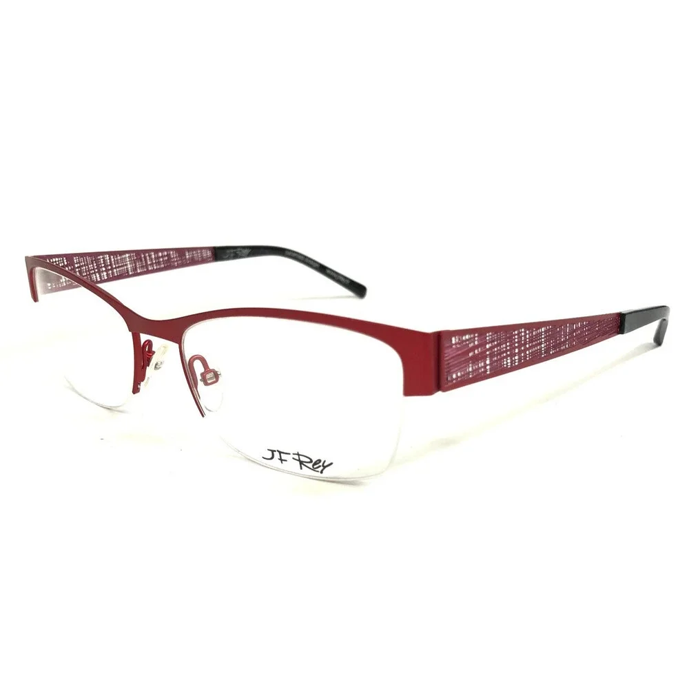 J.F. Rey Eyeglasses Frames JF2587 3072 Red Pink Matte Half Rim 54-17-140